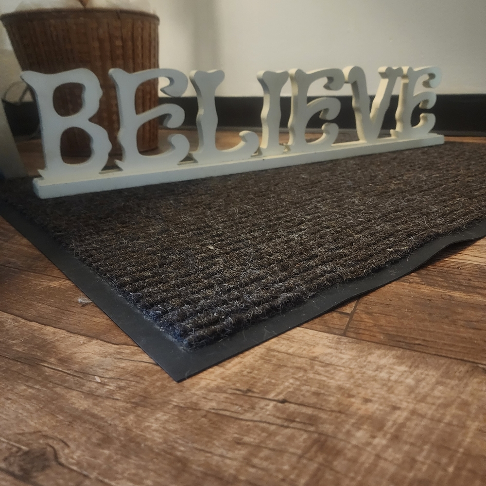 32" LETTER BLOCK BELIEVE DISPLAY ON BASE SIGN DECOR CREAM ☆